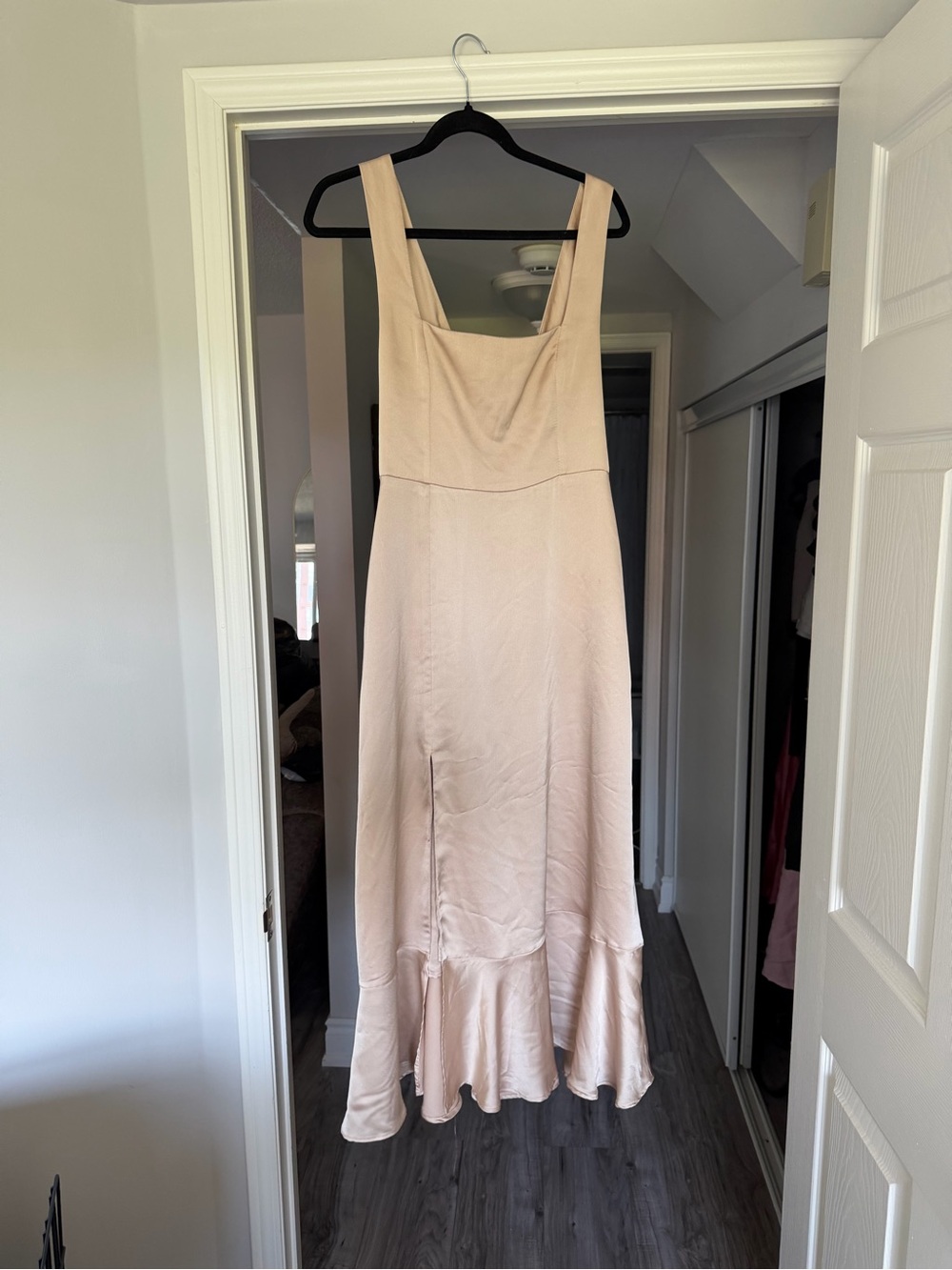 Show Me Your MuMu Blush Square-Neck Midi Dress with Ruffle Hem